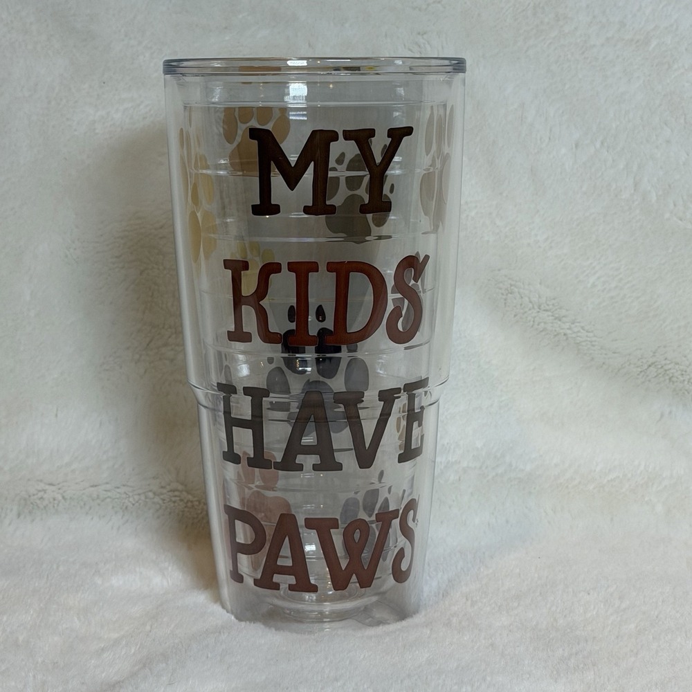 NWOT Tervis My Kids Have Paws 24 oz Tumbler Insulated Double Wall Mug Excellent